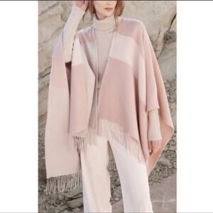 SOIA & KYO Soft Pink Colorblock Poncho Scarfigan or Wrap Shawl One Size